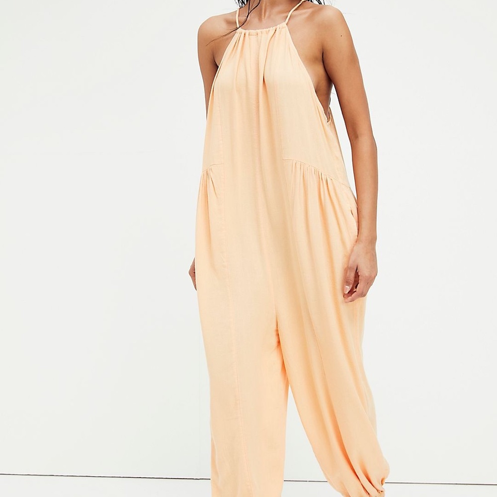 Free People Under the Sun Jumpsuit  Romper Onesie - SZ XS Peach Honey Suckle